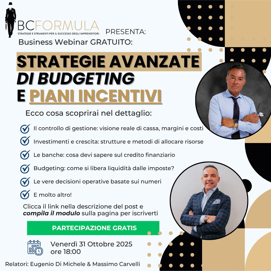 Business Webinar BC Formula – Strategie Avanzate di Budgeting e Piani Incentivi – 31 Ottobre 2025